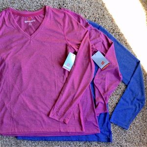 Lot of 3 Hanes Sport Cool Dri Long Sleeve V Neck Tees M Medium NWT Womens Tee